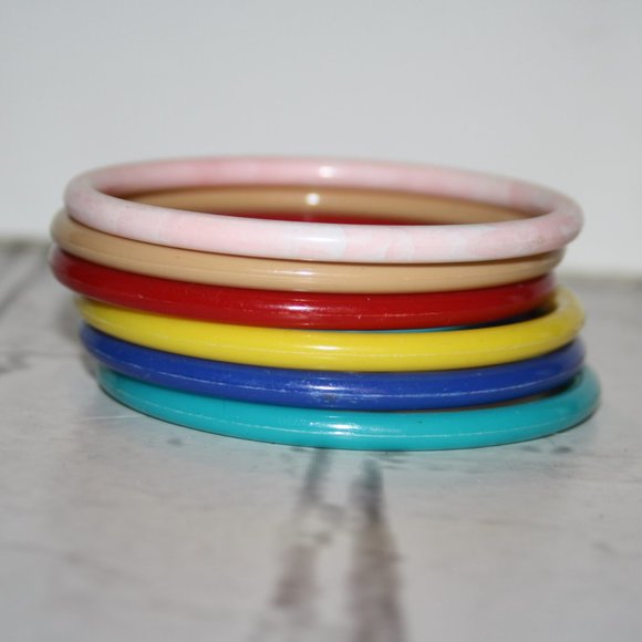 Beautiful colorful bangle bracelet set of 6 - Picture 3 of 4